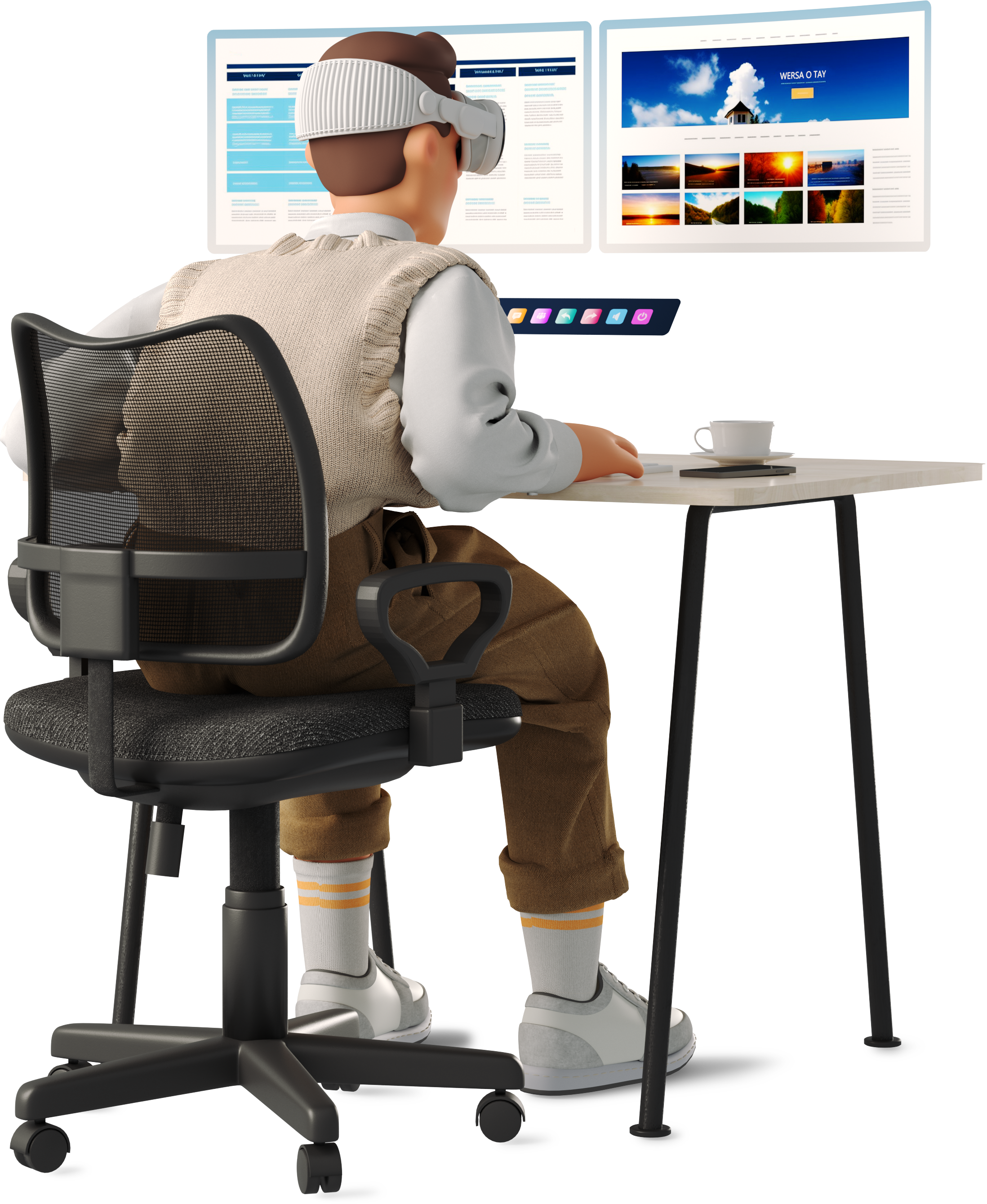 Man with Computer and VR Headset